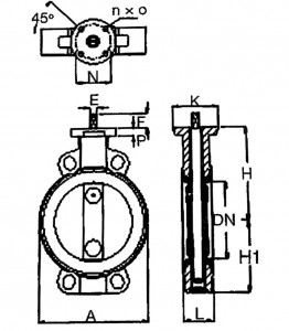 DIN Cast Iron Butterfly Valves Wafer Type