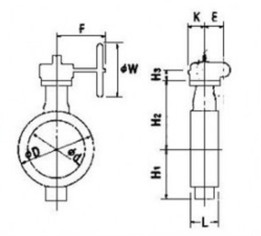 Butterfly Valve Wafer Worm Gear Type