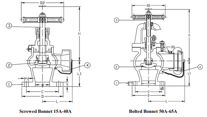 Marine Bronze Hose Angle Valves JIS F7334B 5K10K